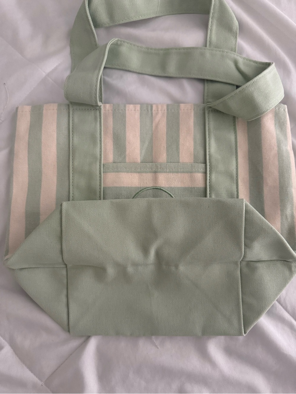 Trader Joe’s Striped Tote Green - Picture 2 of 3